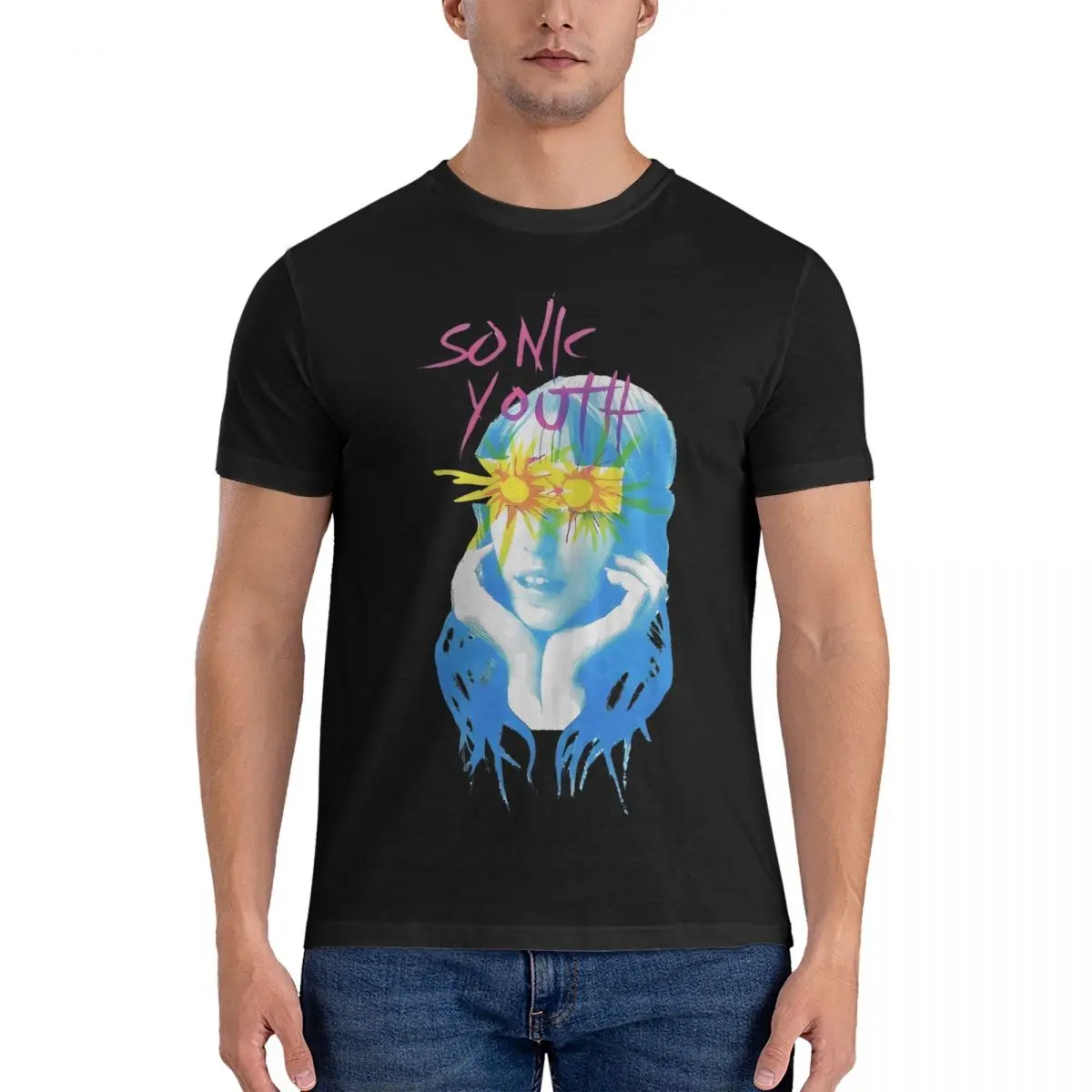 thumbnail image 1 of Camiseta de hombre Sunshine Casual Camiseta de algodón puro Camiseta de manga corta Sonic Youth Camisetas de cuello redondo Ropa de verano, 1 of 4