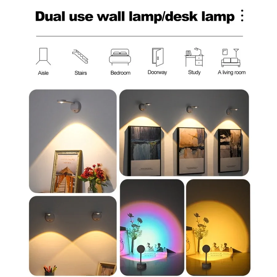Spotlights USB Rechargeable Intelligent Human Sensing Wireless Wall Light Dimmable Led Spotlight for Lighting Paintings Pictures 4