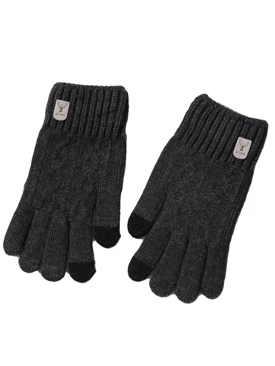 Men's Warm Gloves Winter Touch Screen plus Fleece Wool Knitted