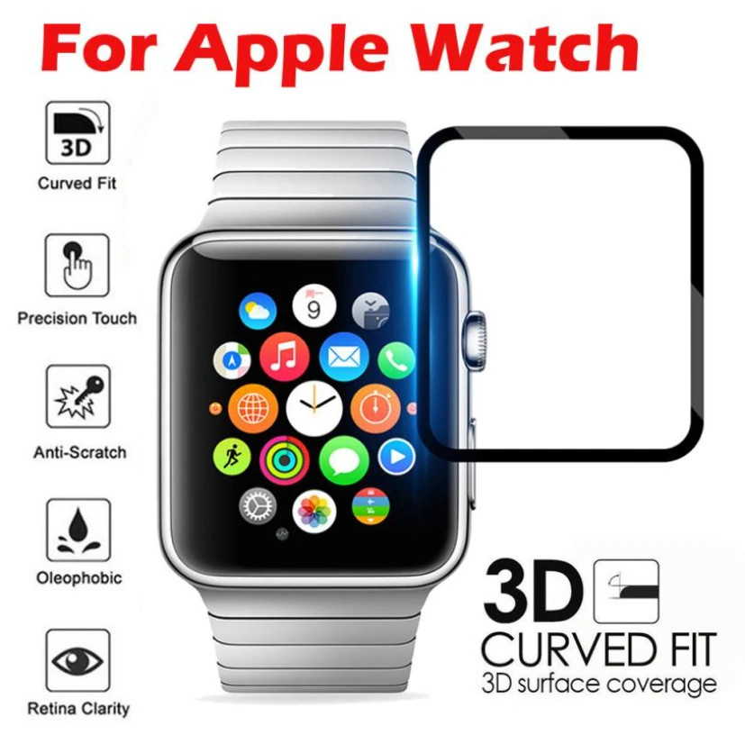 

3D HD закаленное стекло для Apple Watch 40 мм 44 мм серии 4 5 6 Черная защитная пленка для экрана для iWatch 42 мм 38 мм серии 3 2 1