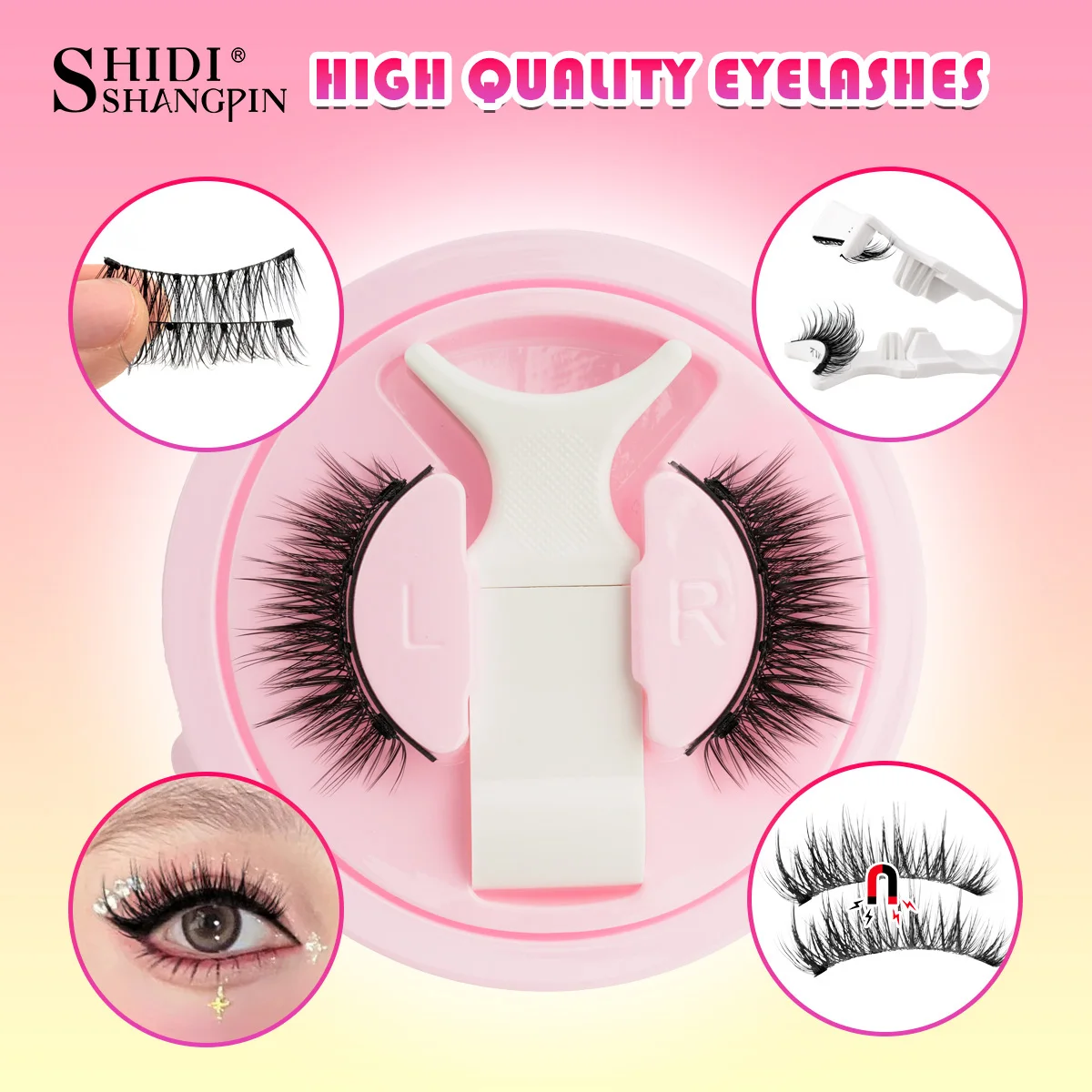 Magnetic Eyelashes Set Handmade 3D Mink Lashes Reusable False Eyelashes Eyelash Makeup Tweezers Tool 1 Pair