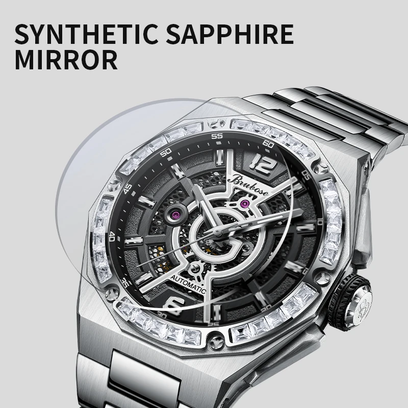 New Business Men's Watch Skeleton Mechanical Watch Luxury Men's Waterproof Luminous Stainless Steel Watch