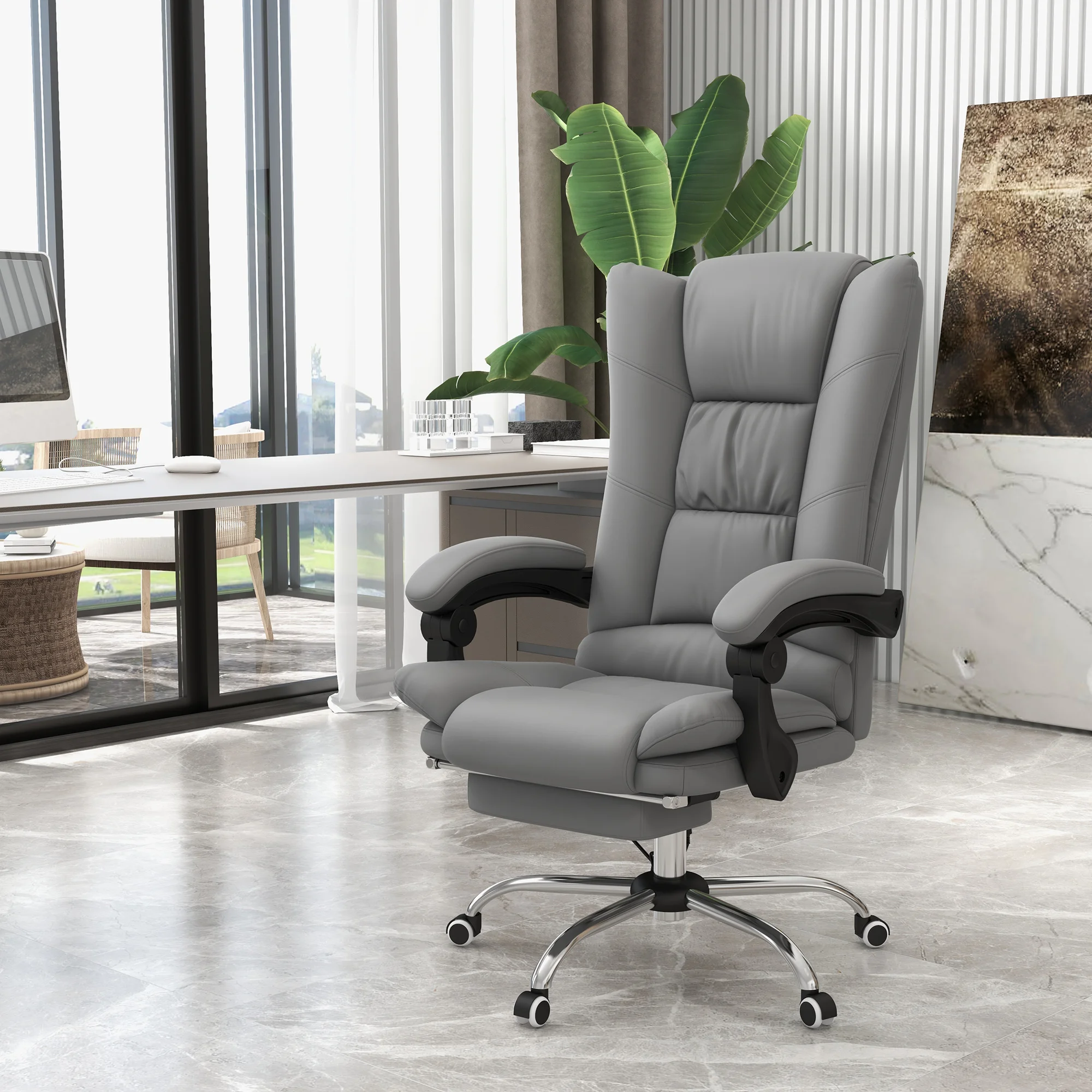 Vinsetto Vibration Massage Office Chair with Heat, Footrest, Gray 2