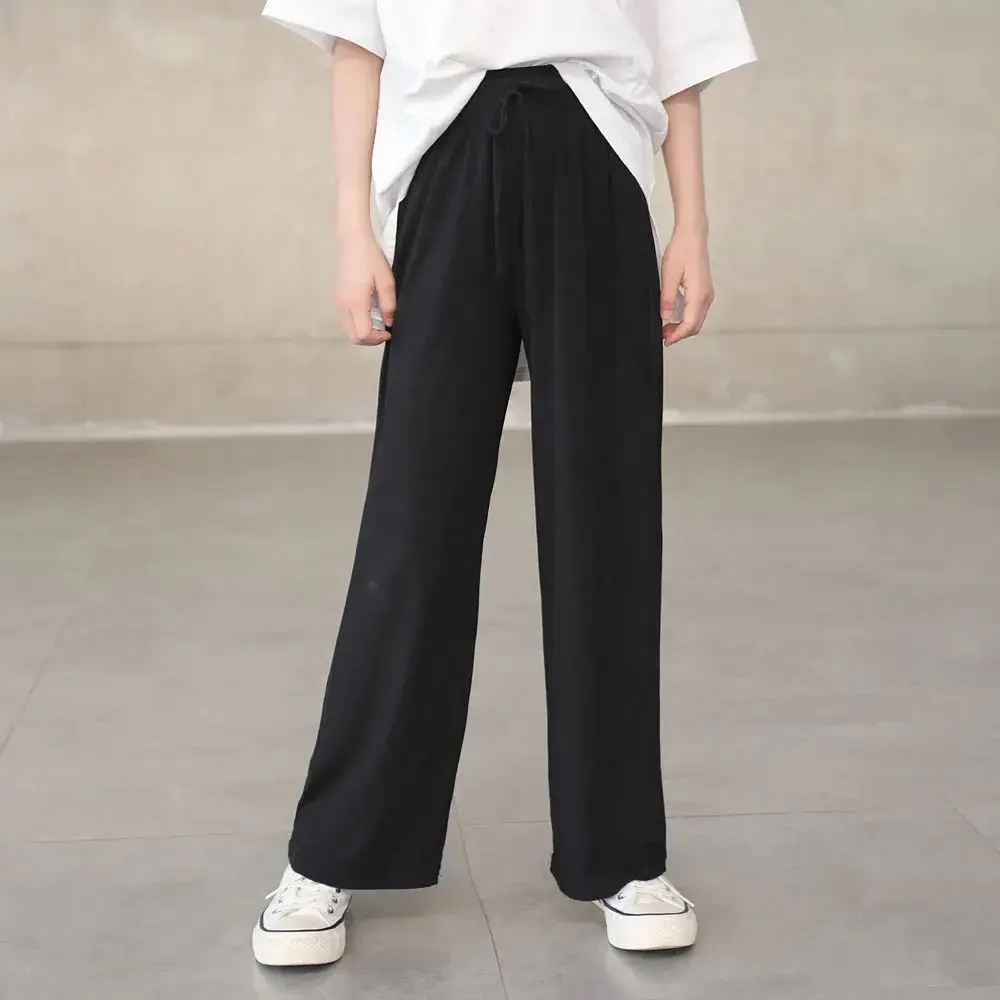 Summer Girl Thin Ice Silk Pants Loose Kids Clothes Loose Girls High Waist Wide Leg Pants Child Casual Pants Teen Clothes 13 14 Y