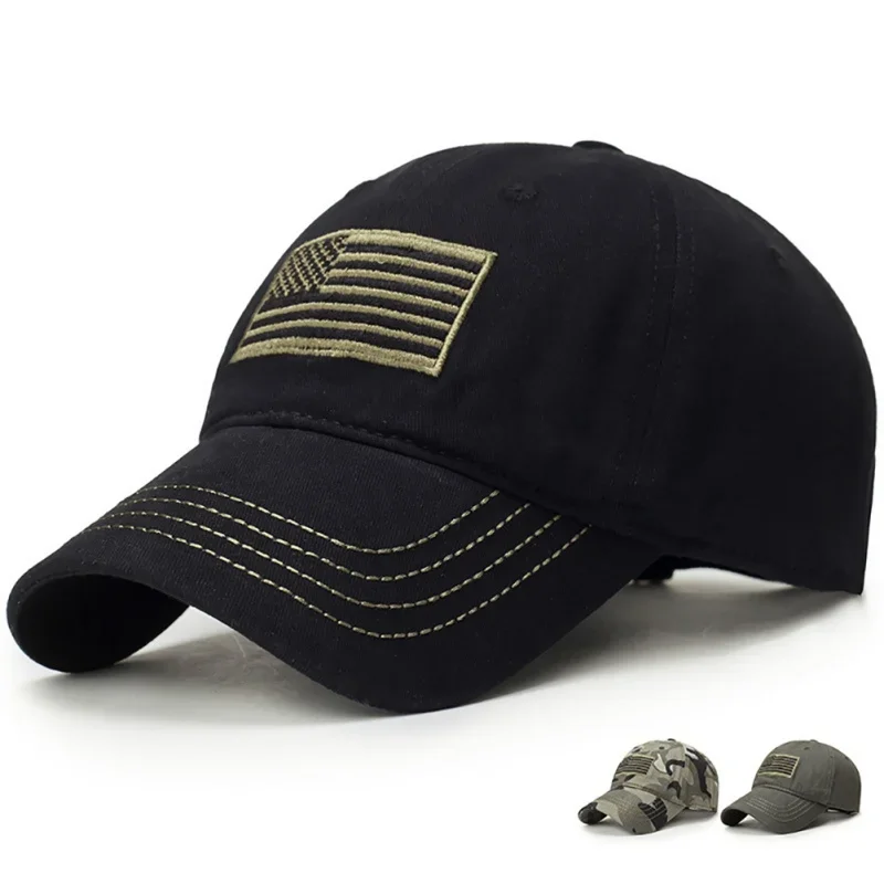 Men Women Hunting Cap Flag Embroidered Outdoor Sunshade Strapback Fishing Camping Hats