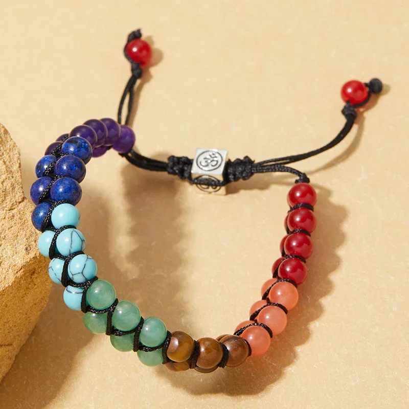 Bohemian Style Handmade Stone Chakra Anklet For Women 1pc Adjustable Double Strands fashion accessories