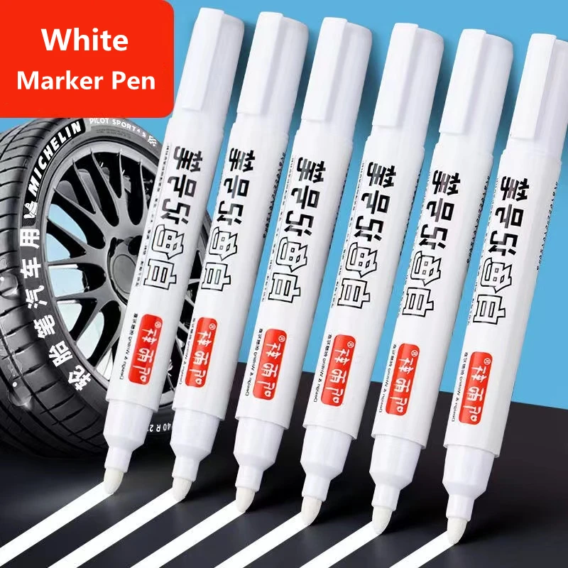 3/5/7Pcs/Set Metal White Marker Pen Oily Waterproof Plastic Gel Pen Writing Drawing Graffiti Stationery Notebook White Marker Pens Markers Pen Marker Pens
