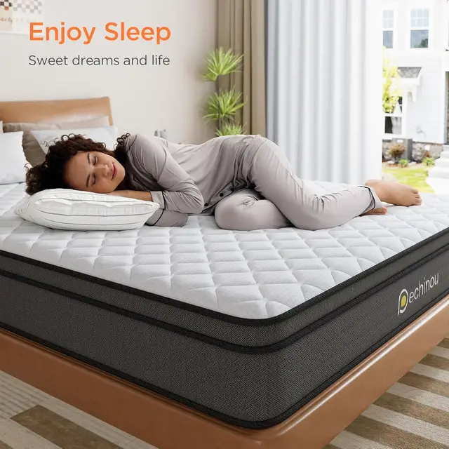 8 INCH Twin Mattress,Twin Size ,Gel Memory and Spring,Soft Hybrid Mattress in a Box for Pressure Relief,Medium Firm Support 1