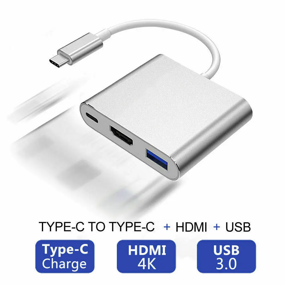 

Type-C USB 3.1 to USB C 4K HDMI USB 3.0 Adapter Cable 3 in 1 Hub For Macbook Pro iPad Android Phone Tablet Laptop Surface Pro