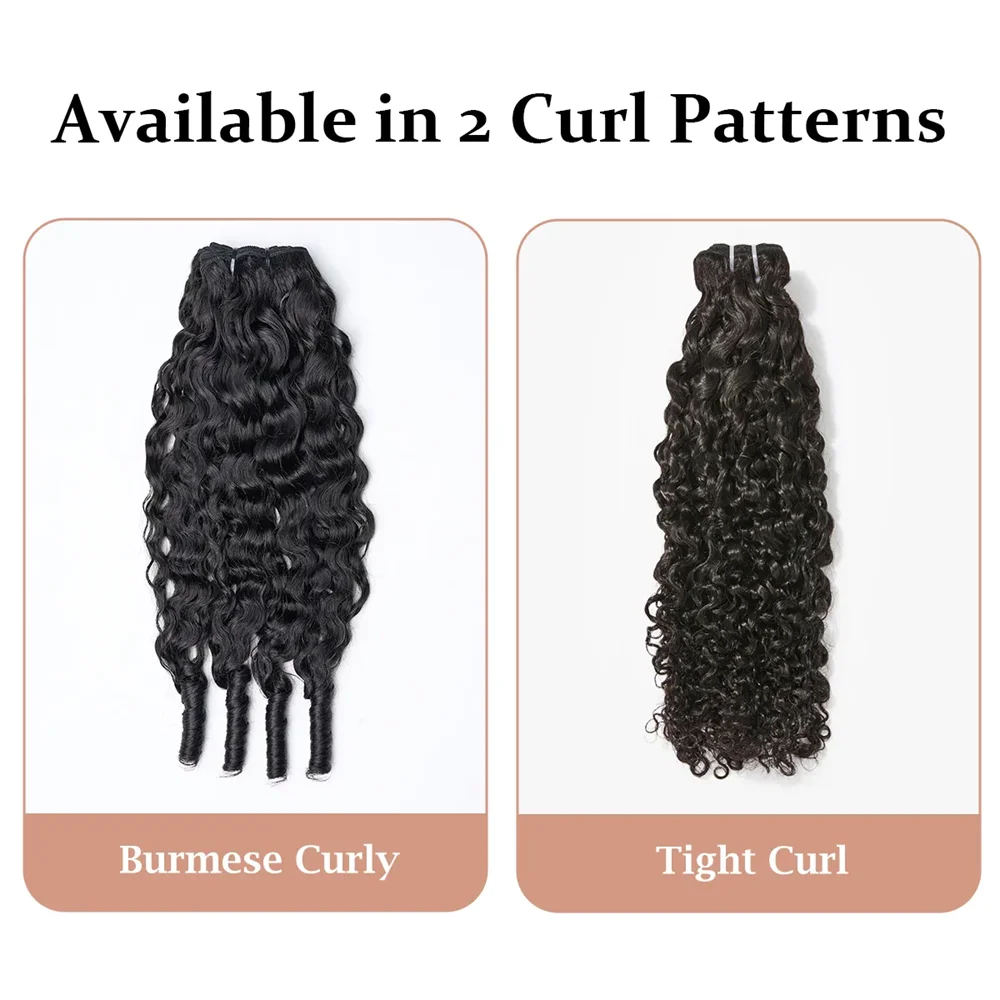 Burmese Curly Real Human Hair Extensions Spiral Hair Quick Weave Bundles For Wholesale Full Head Sew In Weft Hair Natural Black