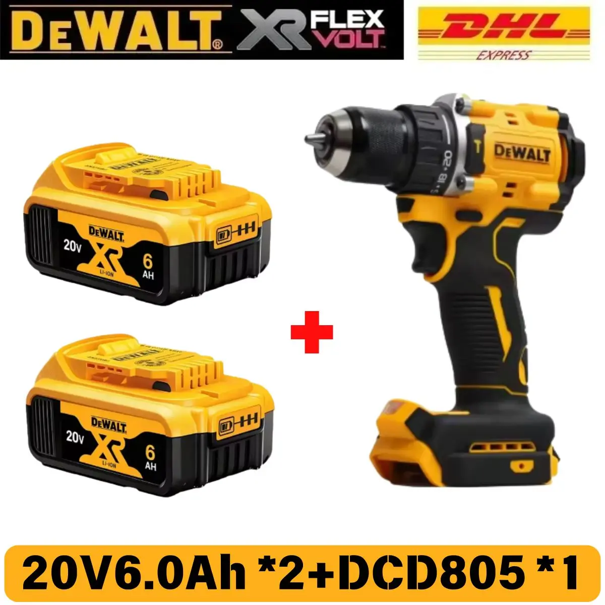 แบตเตอรี่ DEWALT 20V 6AH แบตเตอรี่ลิเธียมไอออนแบบชาร์จได้ พร้อมที่ชาร์จ DCB118 ไขควงไฟฟ้าไร้แปรงถ่าน DCD805 เครื่องมือไฟฟ้า 1