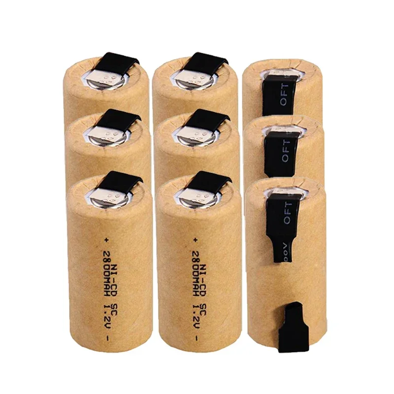 Ni-CD SC 배터리, 전동 공구용 충전식 배터리, 전기 드릴 스크루 드라이버, 2800mAh 고출력 Sub C 1.2V, 무료 배송