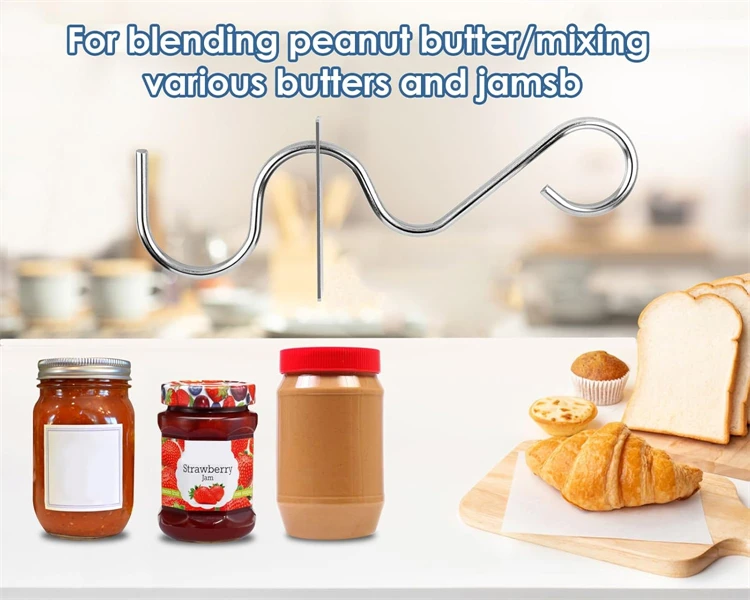 LMETJMA Peanut Butter Mixer with Scraper Stainless Steel Peanut Butter Stirrer Tool Nut Butter Churner Jam Stirring Tools JT295