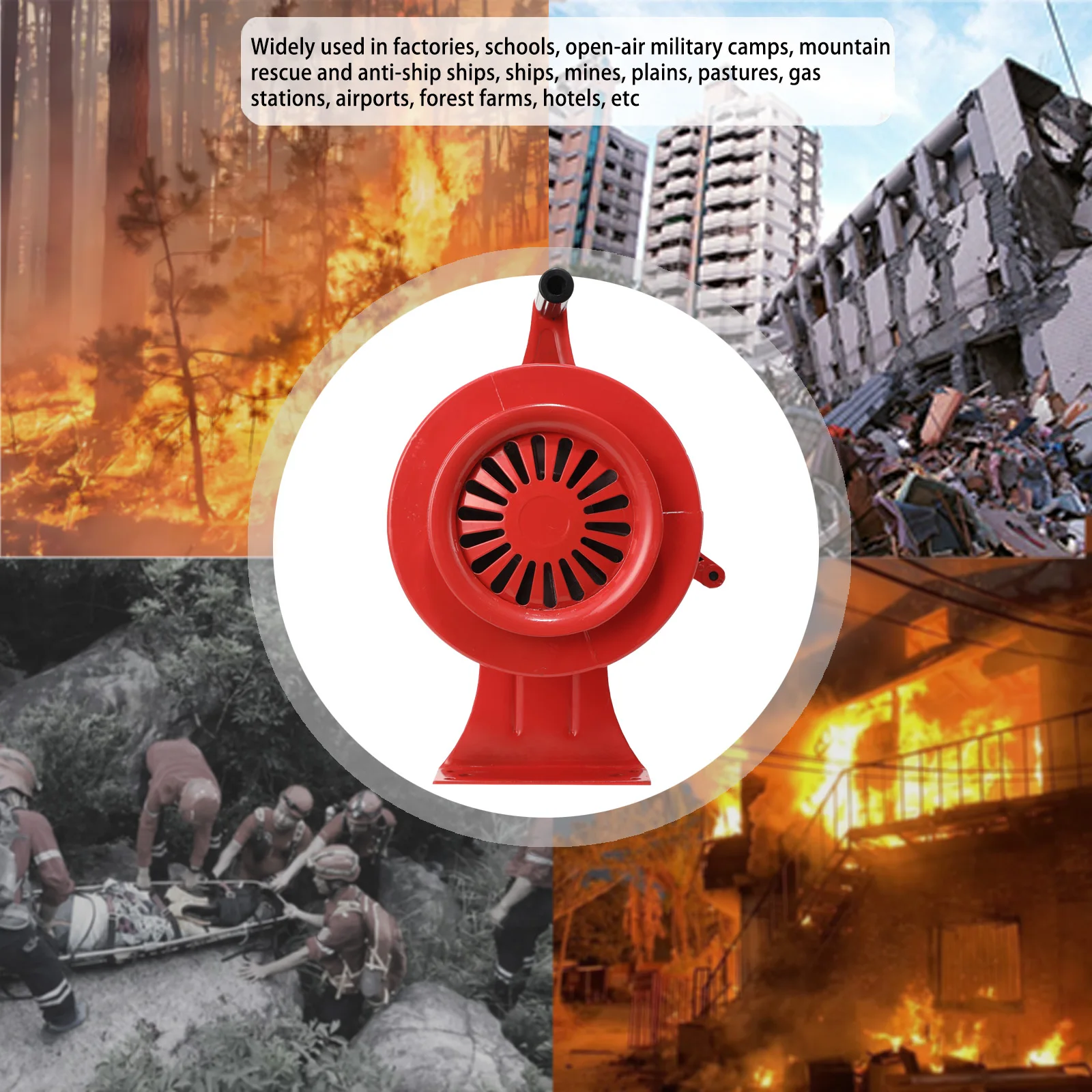 Air Raid Alarm Air Raid Siren Hand Crank Siren Aluminium Alloy 120dB Alarm Air Raid Tornado Siren Horns Alarm for Emergency