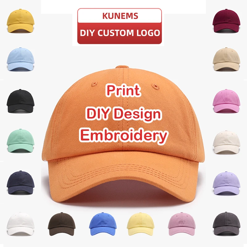 

KUNEMS Custom Hat LOGO Embroidery Baseball Cap for Women and Men DIY Print Text Design Cap Summer Sun Hat Unisex Wholesale