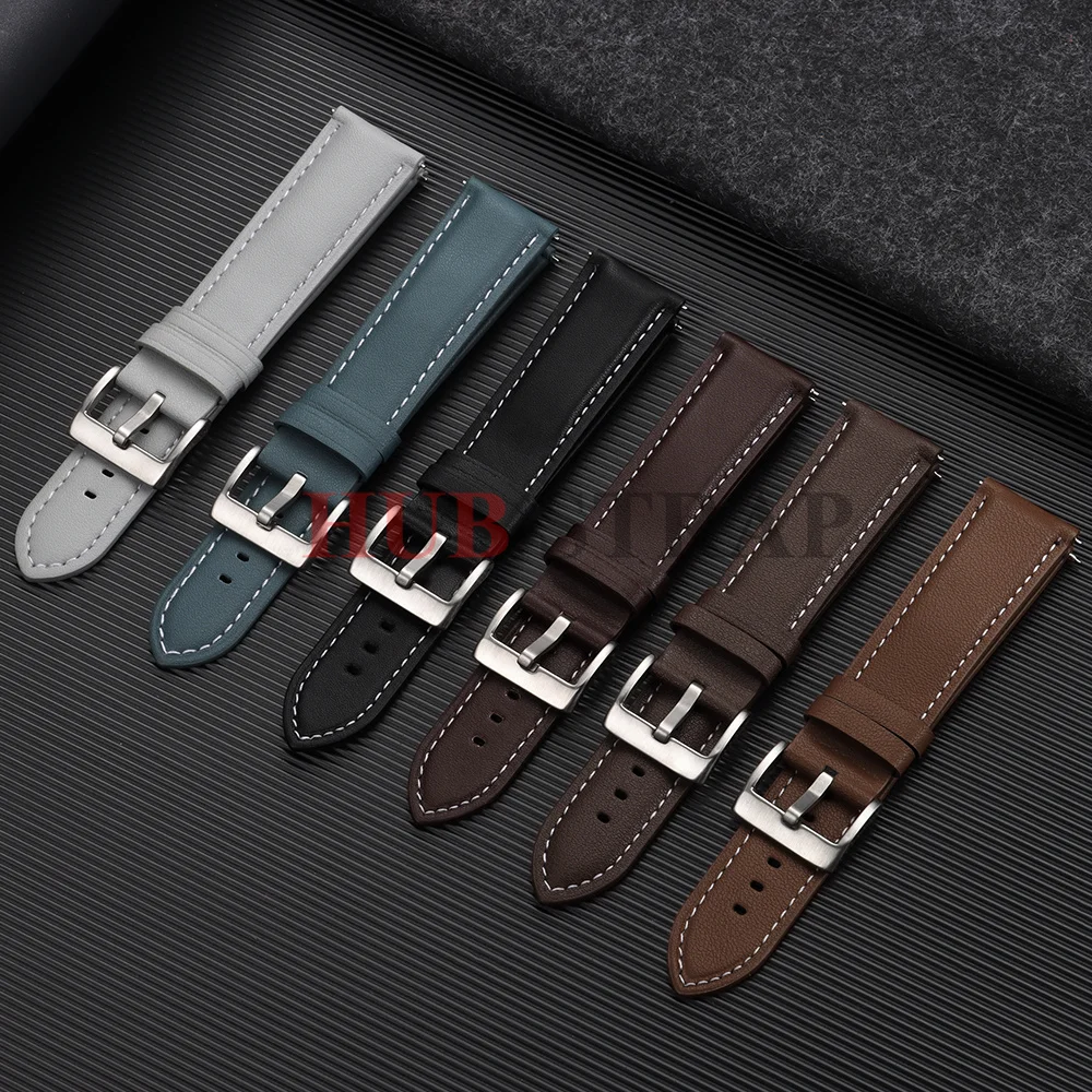 Elegant Leather Quick Release Watch Strap | Fashionable Universal Watchband in Black, Blue, and Brown
