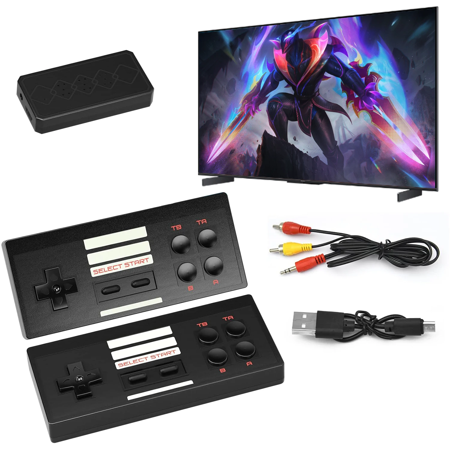 Retro Game Console, Plug-and-Play Classic Mini Video Game System, 620 Fc Classic Retro Gaming Device with 2 Wireless Controllers