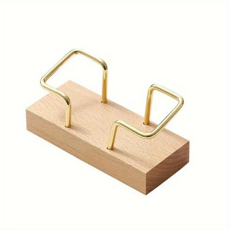 1Pc Card Storage Business Card Holder Tabletop Shelf Cards Display Stand Metal Wooden Holder Home Office Supply