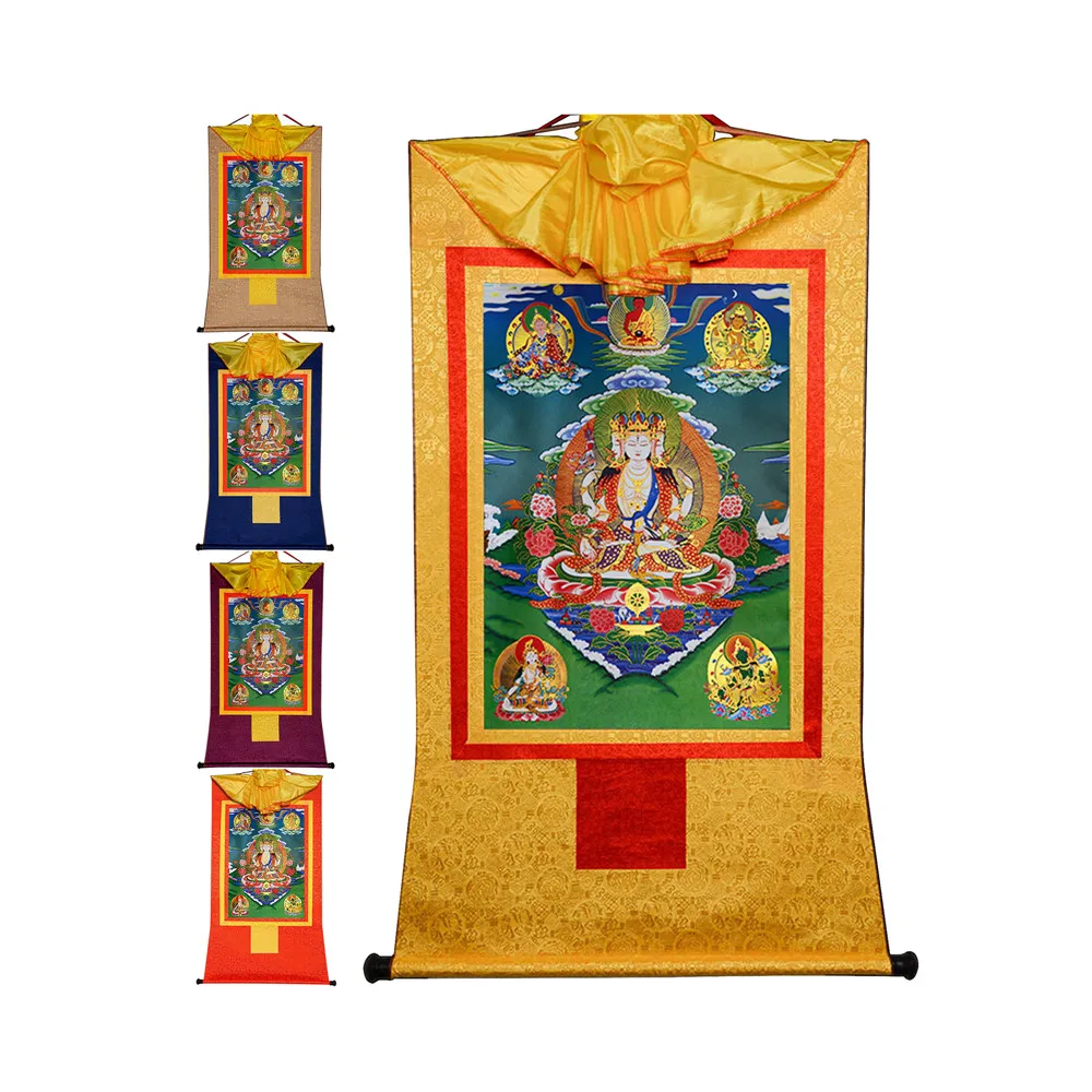 

Gandhanra Bronzing Printed Thangka Art - Healing Buddhas Thangka,Hand Framed Tibetan Buddhist Thangka