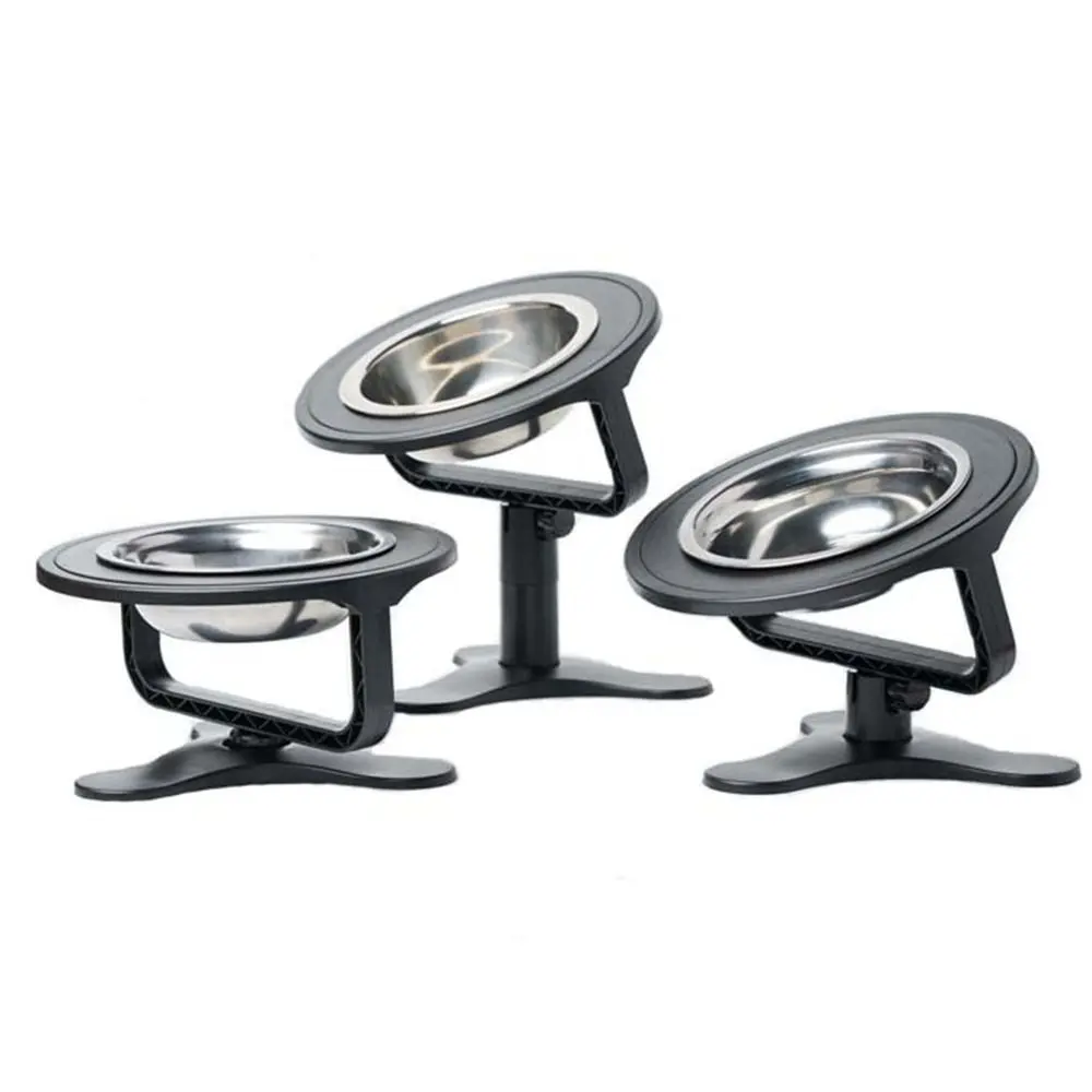 AdjustableHeightElevatedDogBowlNonslipSingleMetalStandPetFoodBowlsStainlessSteel