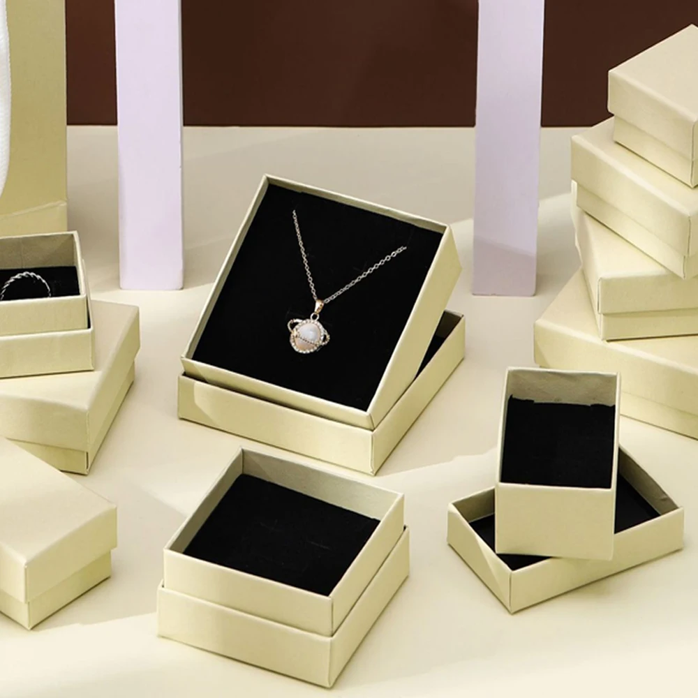 24pcs Light Yellow Jewelry Box Ring Earring Pendant Bracelet Protection Storage Case for Wedding Christmas Valentine‘s Day Gift