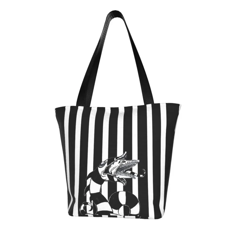 

Funny Printed Beetlejuice Sandworm Tote Shopping Bag Durable Canvas Shopper Shoulder Tim Burton Horror Movie Handbag