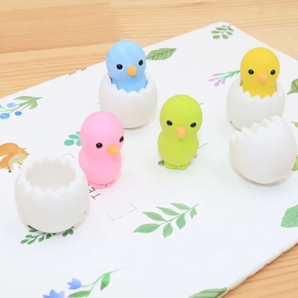 24Pcs 병아리 모양의 지우개 학생들을위한 고급 고무 미니 지우개 교실 상품 부활절 파티 호의품 선물 가방 학교