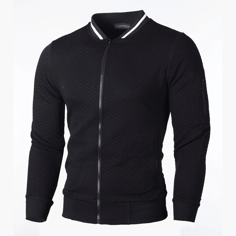 2023 Spring Autumn Solid Color Stand Collar Long Sleeve Jacket Man Casual Loose Zipper Waffler Screw Thread All-match Cardigan