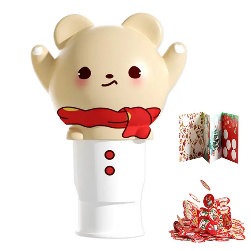 Sticker Stamper Cute Hand Stamper with 200 Stickers Christmas Sticker Stamp Creative Play Travel Toy for Girls and Boys