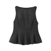 ETJ Fall/Winter 2025 New  Women's Fashion Elegant ruffled hem round neck sleeveless waist slim-fit top 4661124 - Image 5