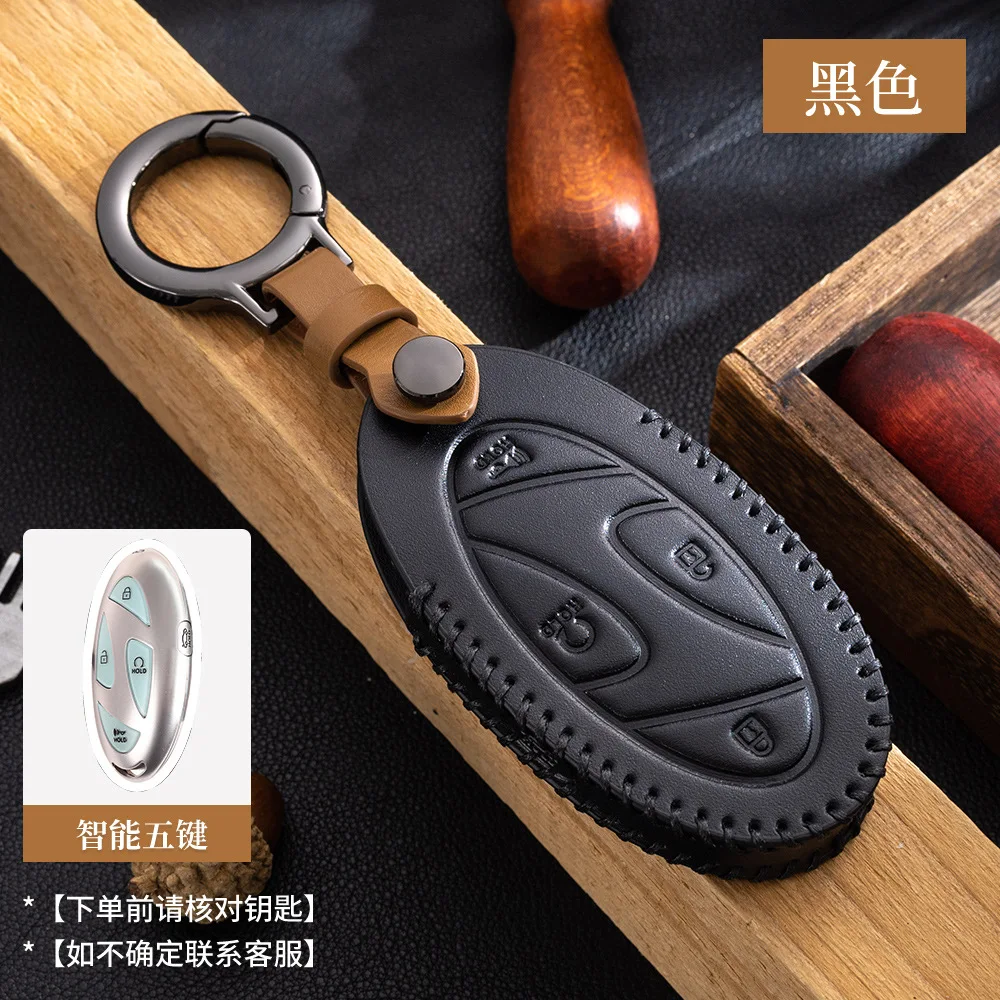 

Car Leather Smart Fob Key Case Holder Cover For Hyundai Solaris IX45 IX35 Sonata Hybrid NEXO NX4 Tucson Santafe DN8 KONA Azera