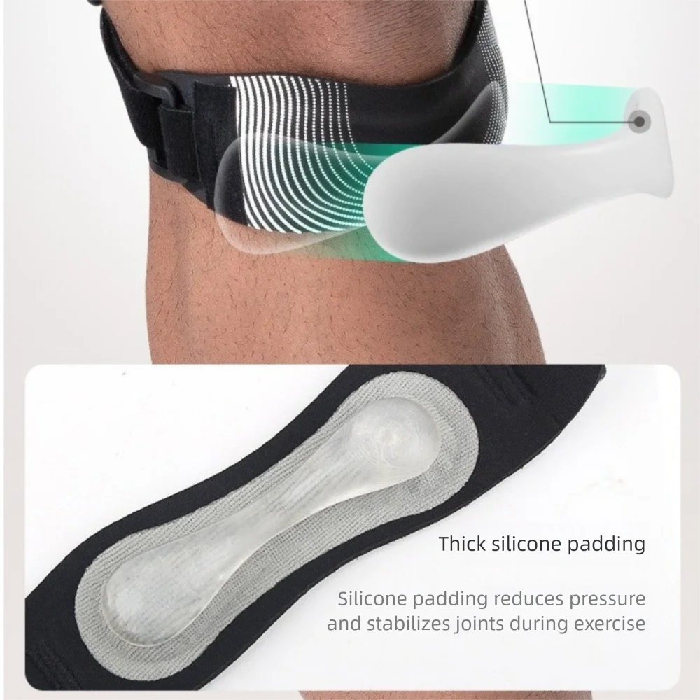 Verstellbare Kniebandage mit doppelten Silikonpolstern und Sehnenstützgurt – professionell und komfortabel_voghion.com