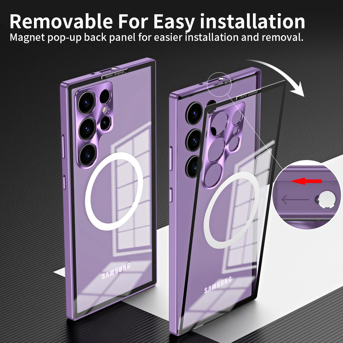 For Samsung Galaxy S23 S22 Ultra Case Metal Aluminium alloy Magnetic Magsafe HD Glass protective ultra-thin Original color Cover