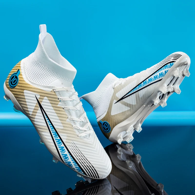 Soccer Shoes Men AG/TF Big Size To 47 High-top Outdoor Football Boots Kids Student Soccer Professional Contest Training Sneakers