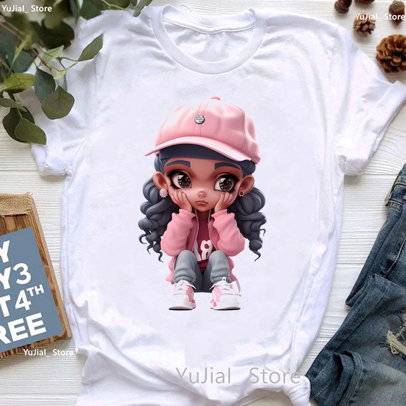 

2024 Hot Sale Cool Cartoon Girls Tshirt Women'S Clothing White Casual T Shirt Femme Harajuku Kawaii T-Shirt Female Streetwear