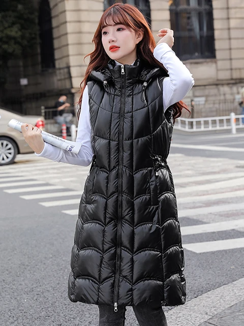 Two Sides Wear Long Vests for Women 2023 New Casual Autumn Zipper  Sleeveless Parkas Hooded Winter Women's Cold Coat - AliExpress