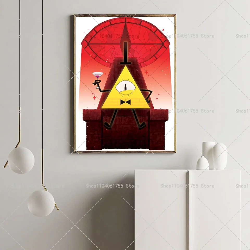 1pc dos desenhos animados g-gravidade bonito cai bill cérebro cartaz  auto-adesivo arte adesivo de papel à prova dwaterproof água café casa bar  decoração da parede do quarto - AliExpress, image size:960x960