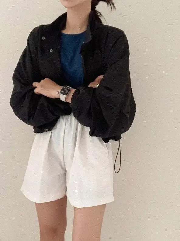 Women Jackets Office Wear Woman Ladies Simple Slim-Fit Pure Front Pocket Button Versatile Solid Color Autumn Winter Warm Basic - 4