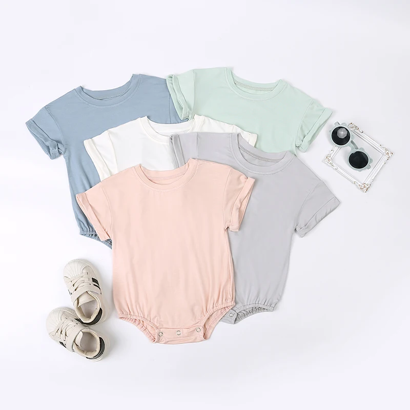 2025 Summer Newborn Baby Clothing Bamboo fiber casual Rompers 3-24M Infnat Boys Girls Jumpsuit Bebe Body Clothes Short Sleeve 4