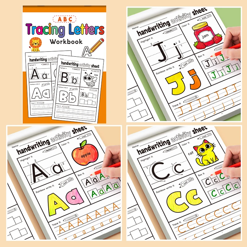 English Letter Handwriting Exercise Book Children's Fun Activity Copybook Containing Fun Illustrations 5 Types Interactive Games - 2