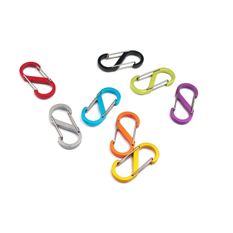 1/2/4PCS S-shaped Mountaineering Buckle 8-shaped Buckle Small Aluminum Hanging Buckle EDC Two-way  Climbing Carabiner Camping