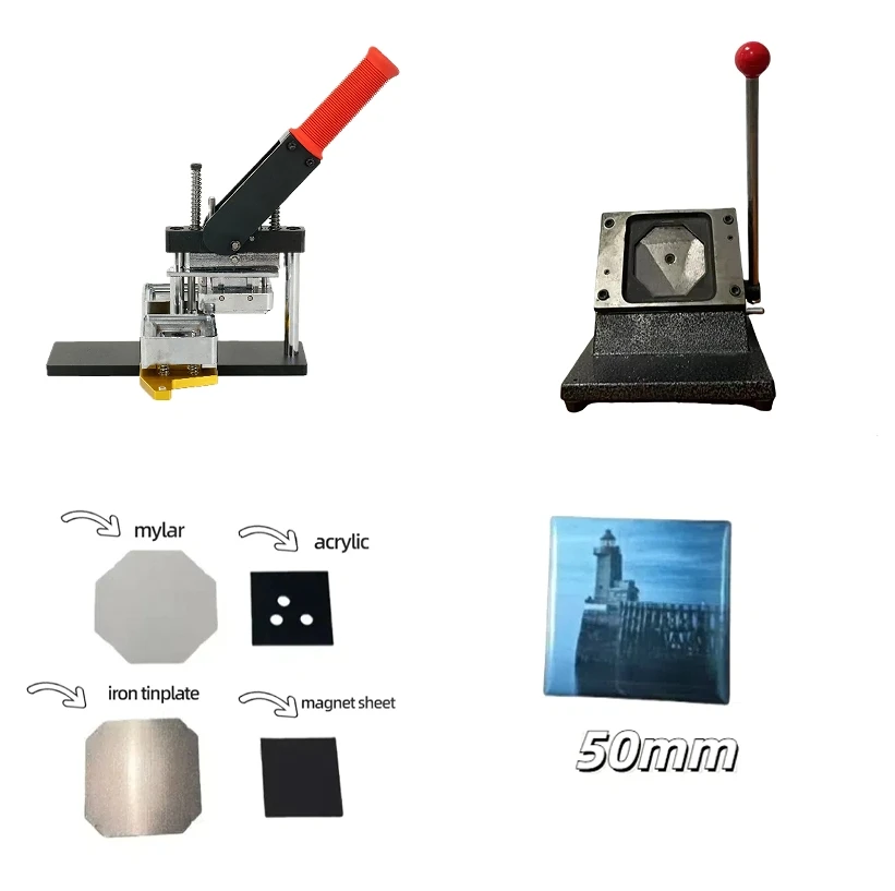 Square Fridge Magnet Making Machine Kit One Machine+Cutter+100pcs materials set