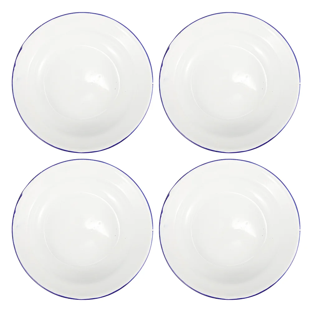 4 Pcs 에나멜 트레이 디저트 음식 재사용 가능한 접시 과일 두꺼운 접시 야채..