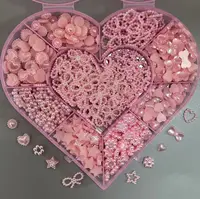 Pink Heart Boxed 500pcs Mixed Pearl Love Bow Star Butterfly French Ballet Princess Ballerina Nail Art Charms Decoration Gem Set 1