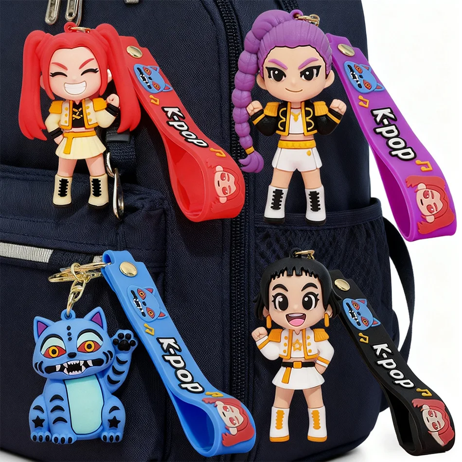 Porte-clés KPOP 4 pièces, porte-clés en PVC avec personnage de tigre, porte-clés mignon de Style Harajuku pour enfants et Fans, cadeau de noël