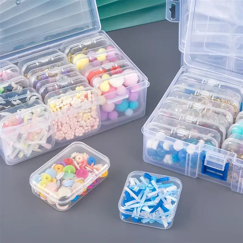 4/10/12/15/28 Grid Nail Art Jewelry Storage Boxes Set Transparent Plastic Case DIY Organizer Earrings Rings Beads Button Craft
