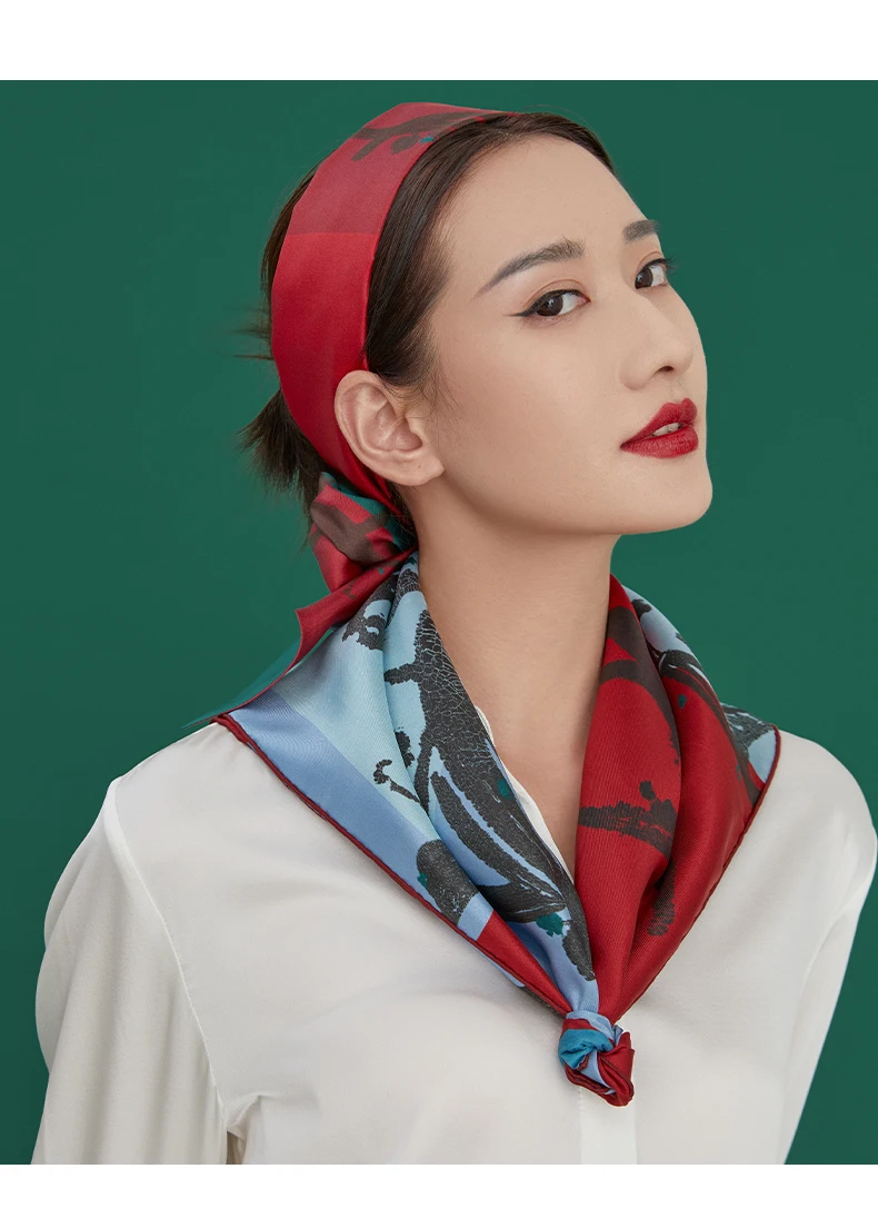 

Silk Scarf Gift Box Large Kerchief Long Spring and Summer Multi-Functional Geometric Pattern Printing and Dyeing GiftBox Chinese
