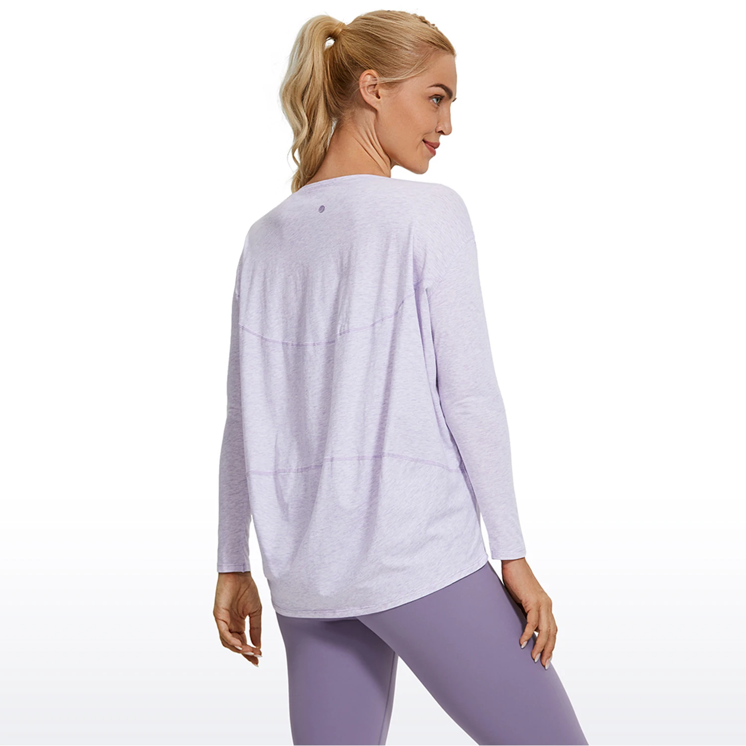 CRZ YOGA Long Sleeve Workout Shirts for Women Loose Fit-Pima Cotton Yoga  Shirts, Casual Fall Tops Shirts 