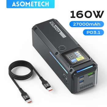 Power Bank 160W 27000mAh Dual USB C PD3.1 140W Display digitale a ricarica rapida PowerBank portatile per Iphone 17 16 Samsung MacBook