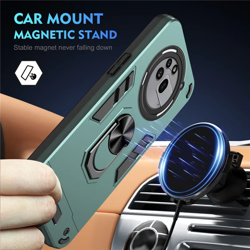 Shockproof Armor Magnetic Ring Holder Case with Lens Protection